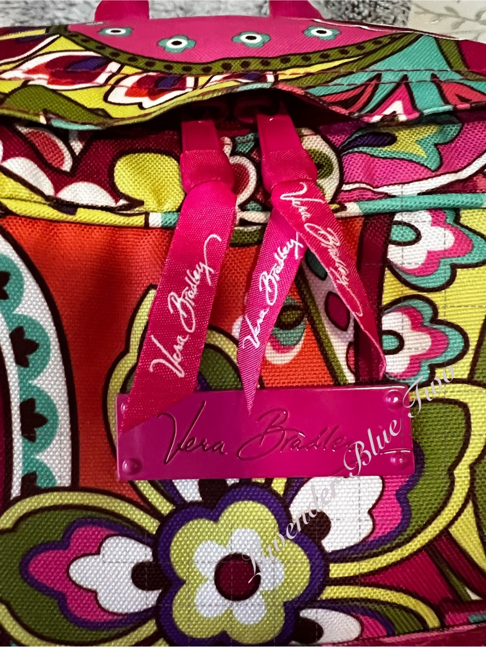 VERA BRADLEY Pink Swirls 2014 Lighten Up Essential Backpack Green Paisley Floral - Picture 7 of 17